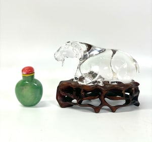 Chinese Hard Stone Snuff Bottle, Rock Crystal Ram
