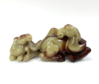 Chinese Carved Jade Double Bactrian Camel