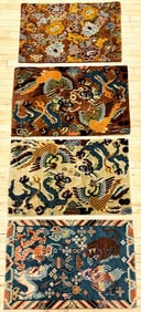4 Tibetan Wool Prayer Rugs Dragon Phoenix Flowers