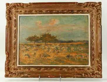 Felix Zeim Impressionist Oil Panel Cows Grazing