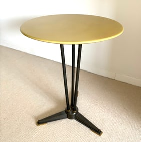 Leleu; French 1960 Gun-Metal & Gilt Tripod Table