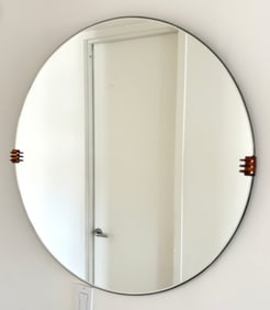 Lg French 1935 Art Deco 35 1/2" Round Mirror