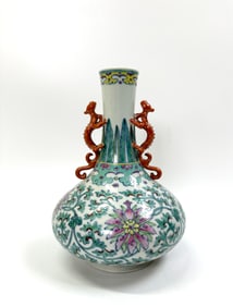 Chinese 19th Century Doucai Porcelain Bottle Vase