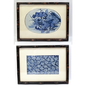 2 Chinese 19th C Blue & White Porcelain Plaques