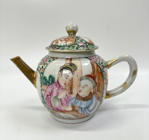 Chinese 18th C Famille Rose Porcelain Teapot