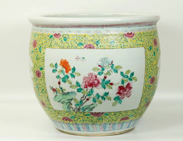 Chinese Qing F Rose Enameled Porcelain Fish Bowl