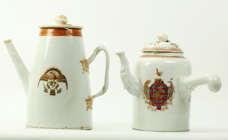 2 Chinese Export Porcelain US Eagle, Europe Shield
