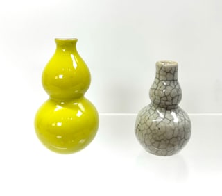 2 Chinese Double Gourd Miniature Porcelains