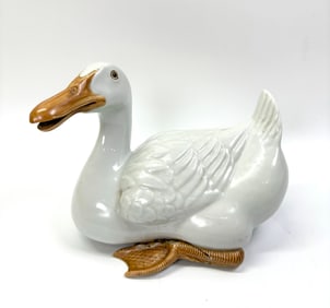 Chinese Porcelain Seated White Goose