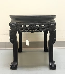 Chinese Marble Inlaid Hardwood Stand