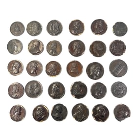 30 Rare Sulfide "Bronze" Casts 19th C Medallions