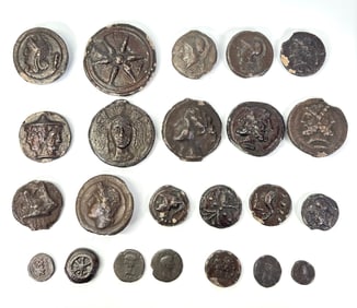 23 Rare Sulfide 19th C Casts of Greco-Roman Coins