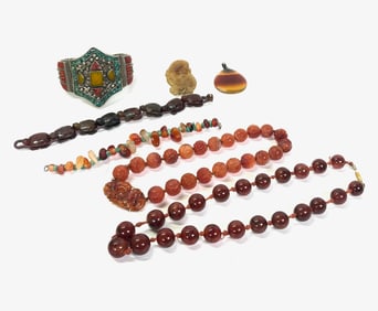 Tibetan Bracelet, 2 Carnelian Necklaces Bracelets