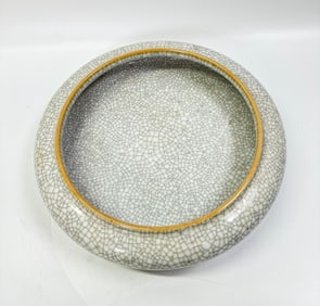 Lg Chinese White Crackle Porcelain Brush Washer