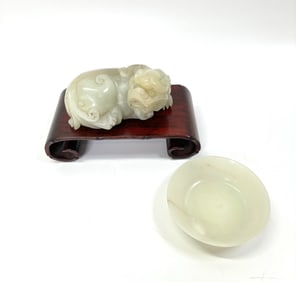 Chinese White Jade Dish; Pale Celadon Shoushan