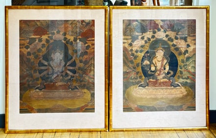 2 Similar Tibetan Thangka Bodhisattva Paintings