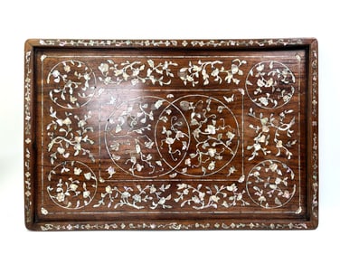 Chinese Hard Wood Tray Shell Inlay