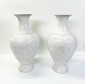 Pr Chinese Blanc de Chine Wang Bing Rong Vases
