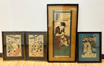 Four 19 C Japanese Woodblocks; Kuniyoshi, Etc.