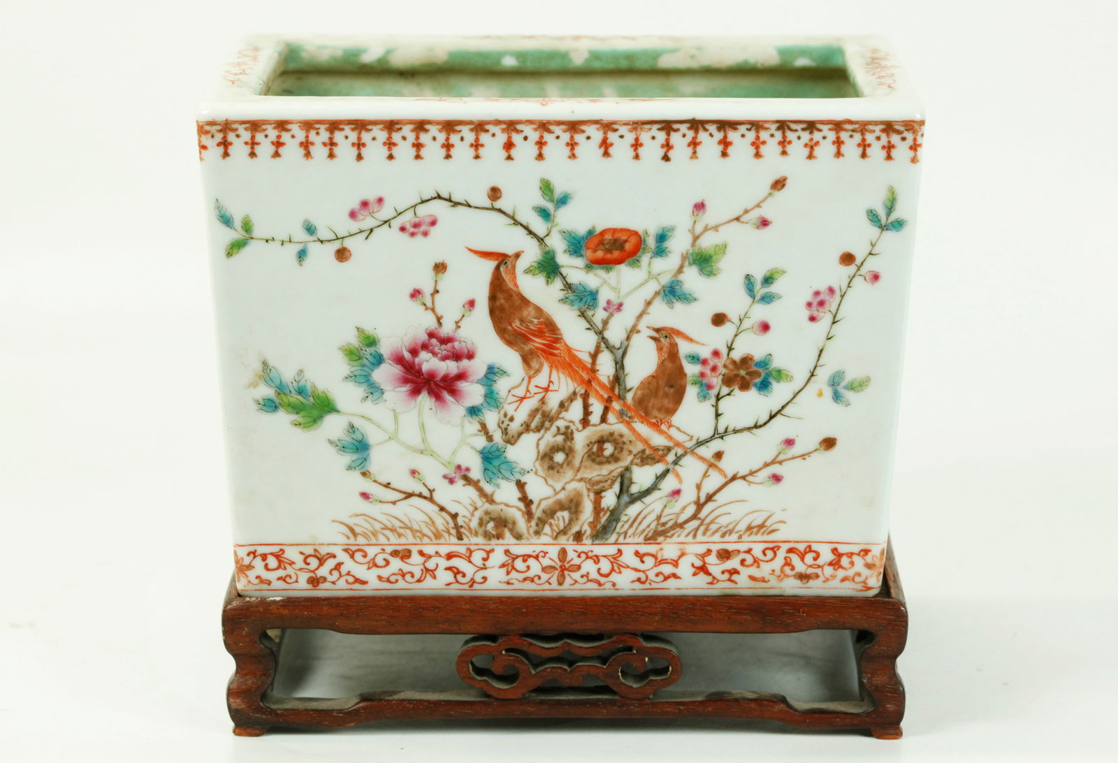 Chinese Famille Rose Porcelain 4 Sided Planter (1 of 5)