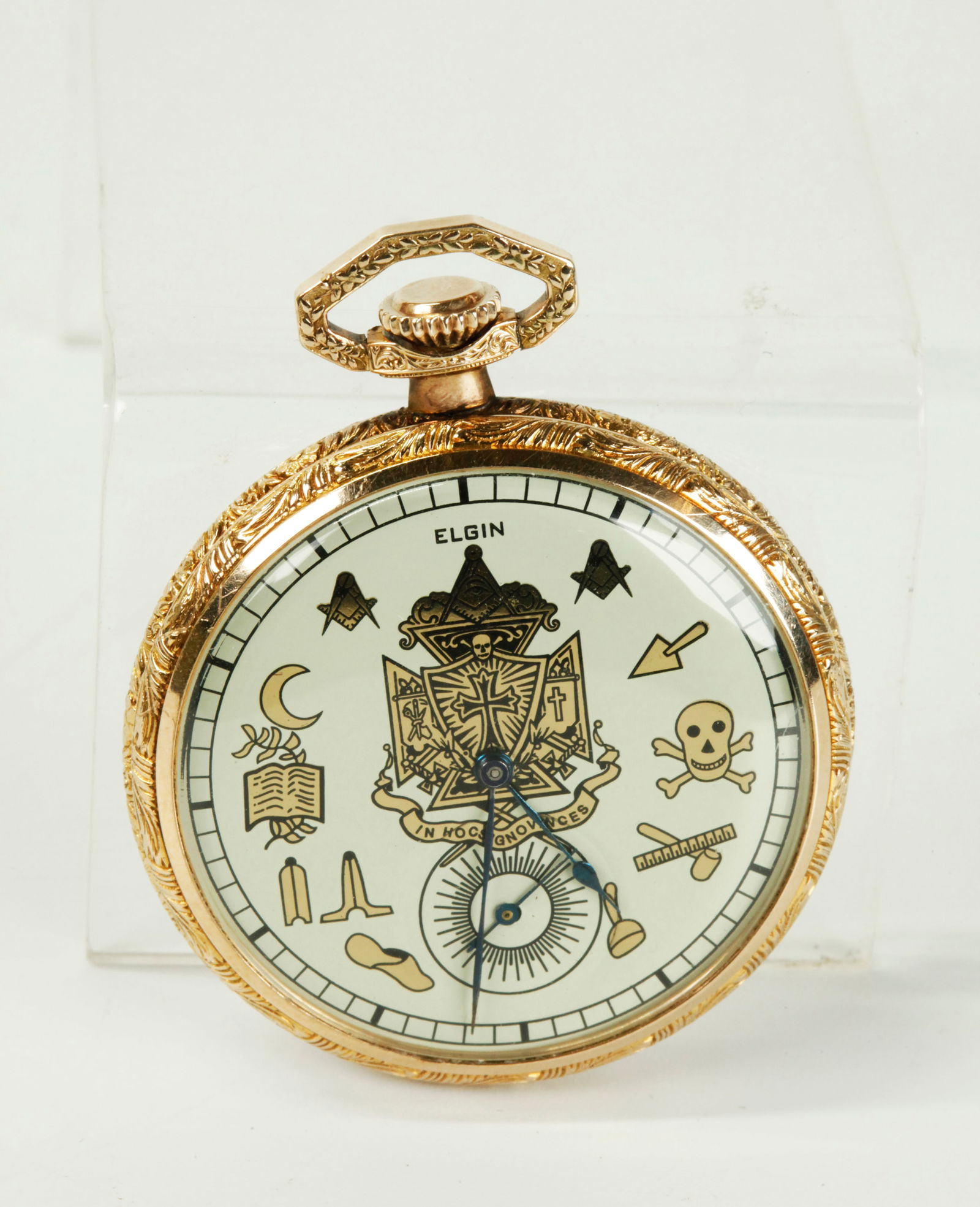 Elgin Gold Pocket Watch, Masonic Lodge Face ca 1918 (1 of 4)