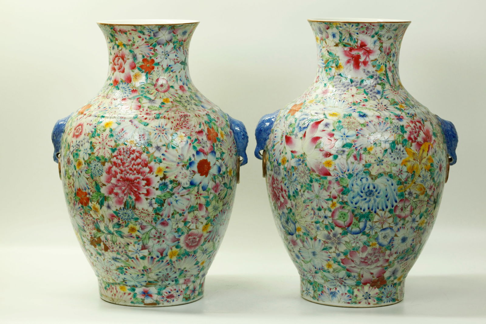 Pr Chinese Mille Fleur Enamel Porcelain Vases (1 of 6)