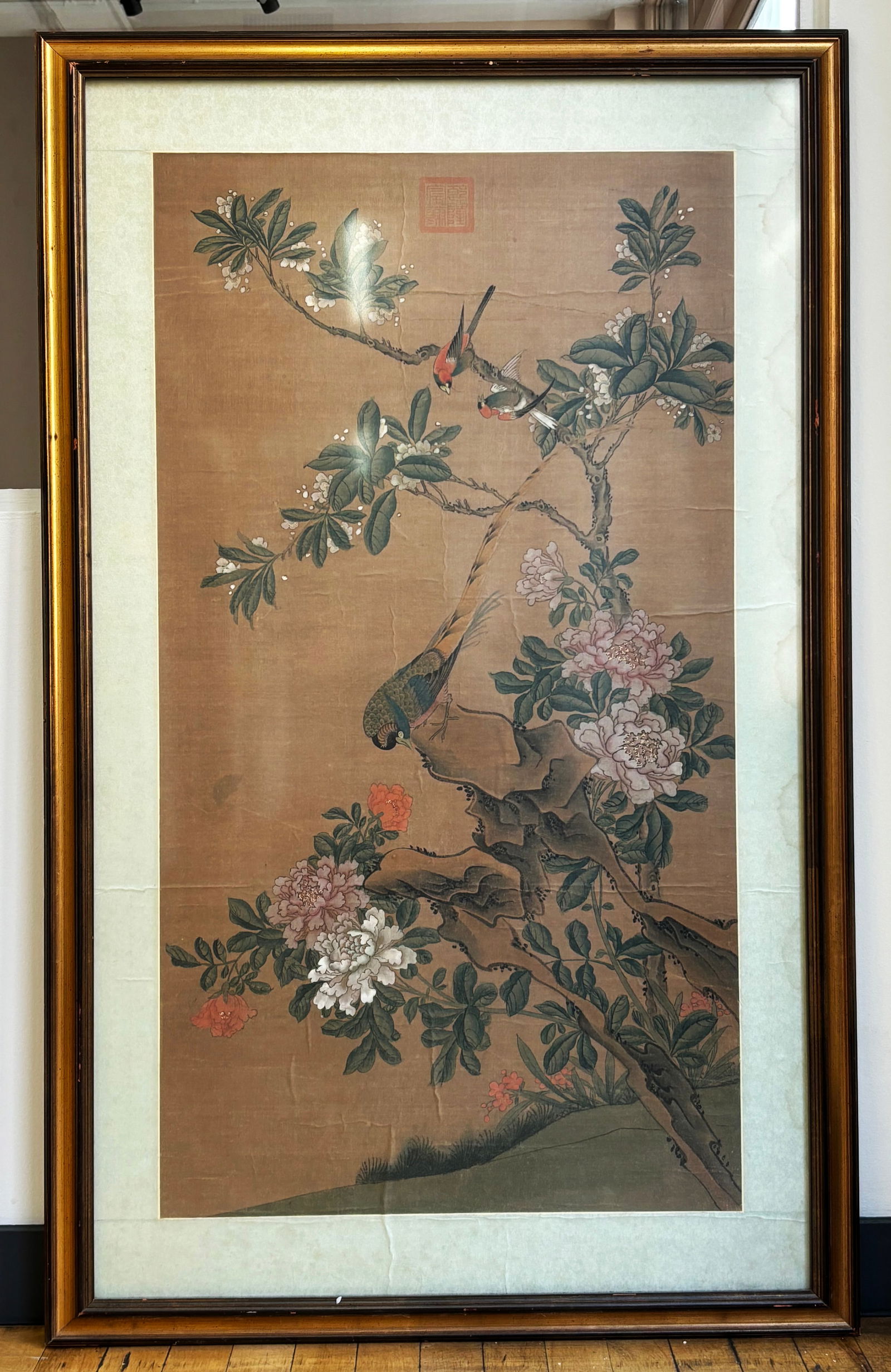 Chinese Ink & Color Bird Painting on Silk (1 of 5)