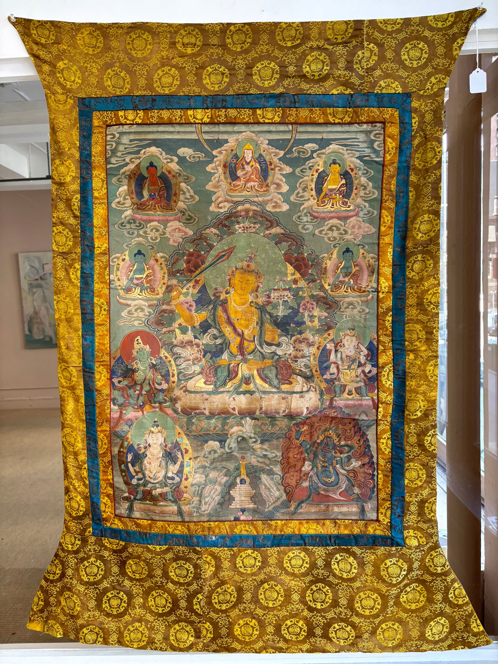 Tibetan Seated Manjushri Figural Thangka (1 of 8)