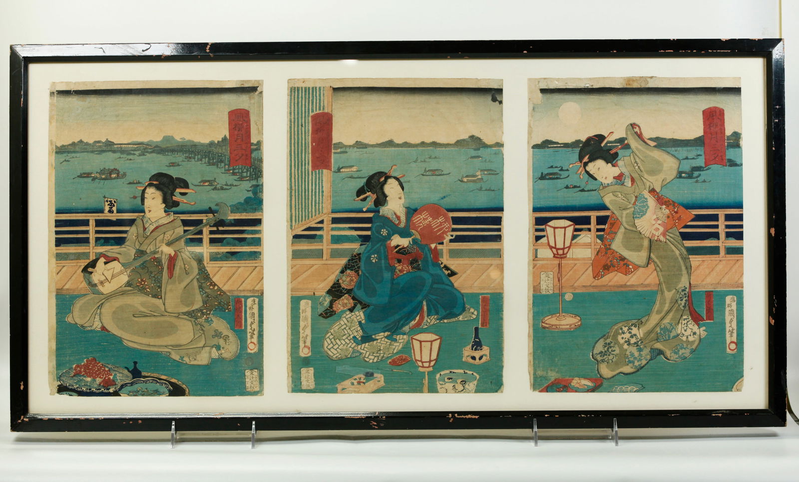 Utagawa Kunisada 3 Evening Pleasures Woodblock (1 of 5)