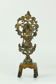 Chinese Tang Dynasty Gilt Bronze Buddha on Stand
