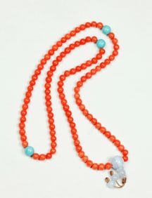 Small Chinese Buddhist 108 Coral Bead Rosary