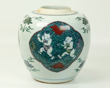 Chinese 18th C Doucai Enamel Porcelain Ginger Jar