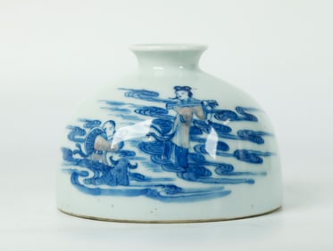 Chinese Blue & Red Behive Porcelain Water Pot