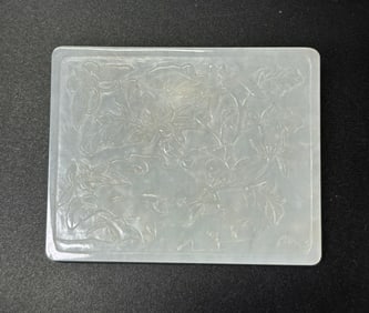 Chinese Carved White Jade Plaque