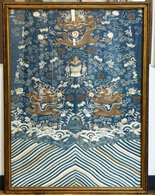 Chinese 19th C Silk Kesi Dragon Robe Front Panel