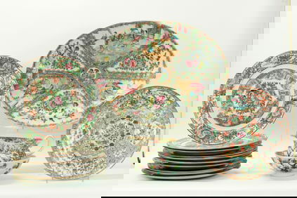 14 Chinese Rose Medallion Enameled Porcelains