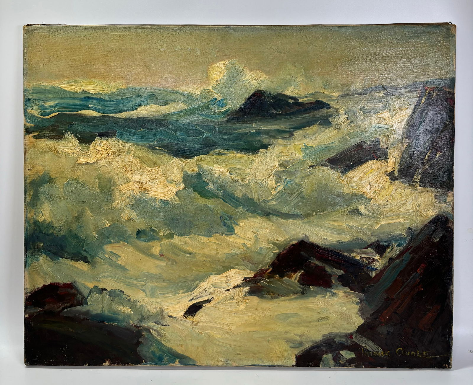 Patrick Civale; Cape Ann Rocks & Waves Oil Canvas (1 of 4)