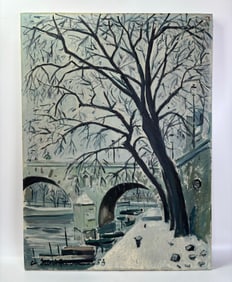 Charles Saint-Georges; Pont Marie Hiver Oil Canvas
