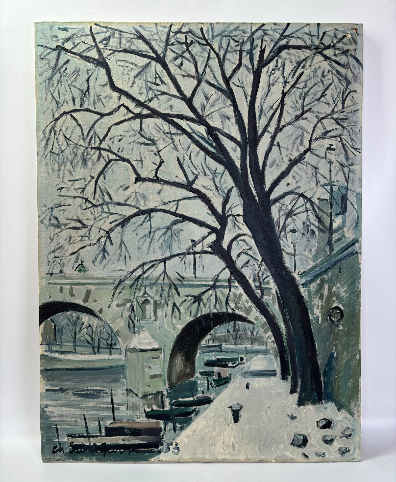 Charles Saint-Georges; Pont Marie Hiver Oil Canvas (1 of 6)