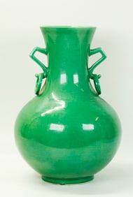 Chinese Qing Green Glazed Porcelain Vase