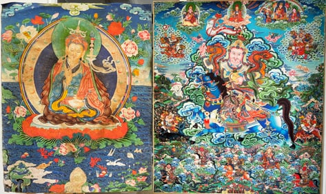 Two Tibetan Buddhist Print Thangka