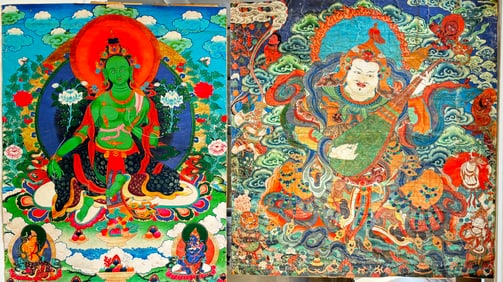 Two Tibetan Buddhist Print Thangka
