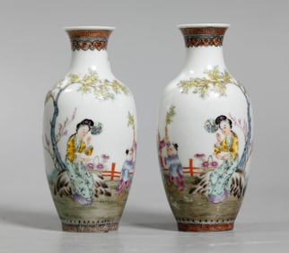 Pr Chinese Republic Eggshell Porcelain Vases