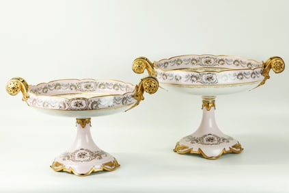 2 Jean Pouyat Limoges 1880 Porcelain Compotes