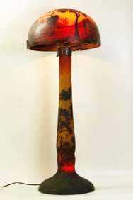 Lg Daum Nancy Cameo Glass Table Lamp & Shade