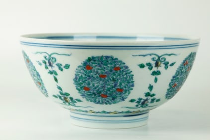 Chinese Doucai Enameled Porcelain Bowl