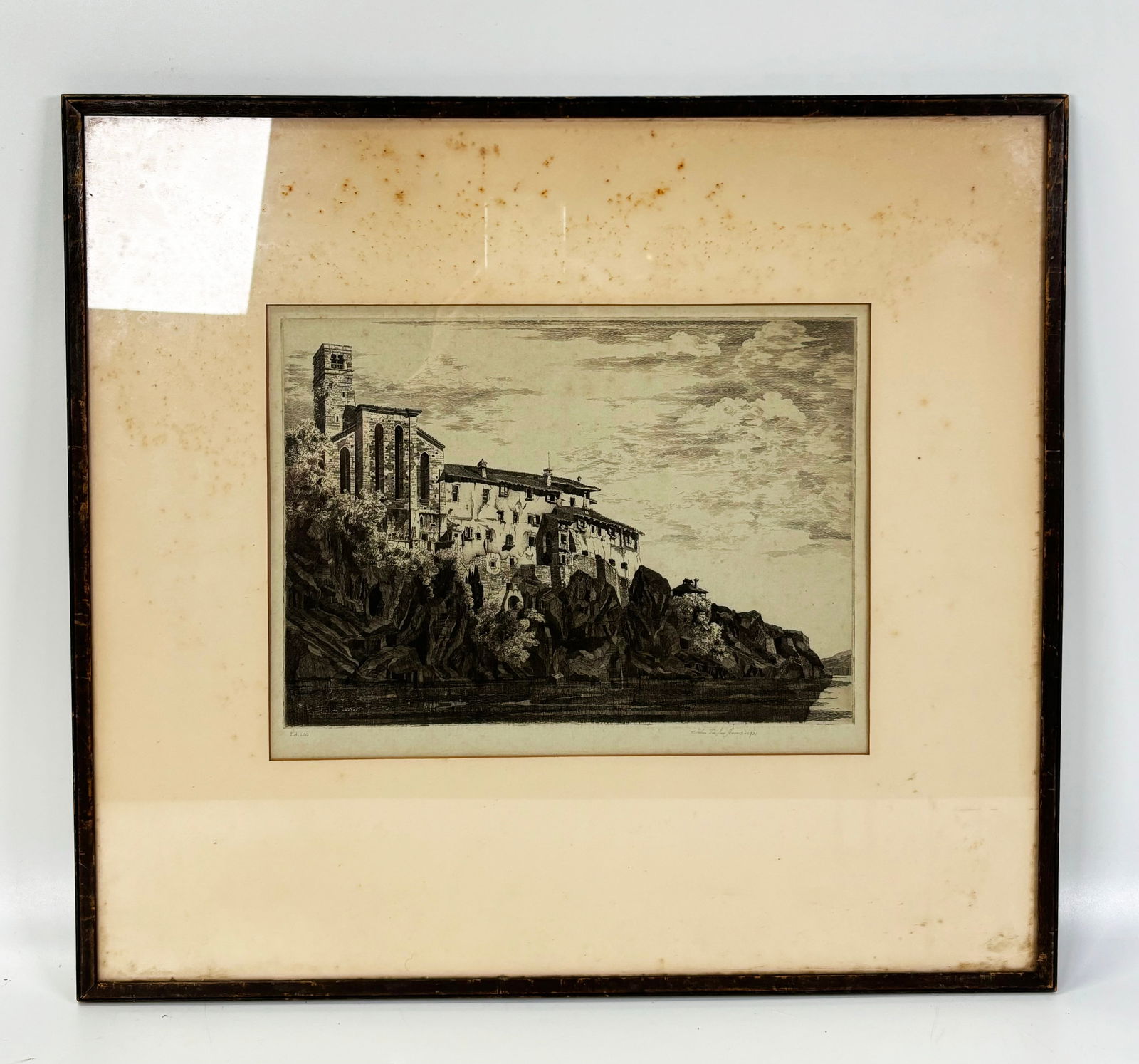 John Taylor Arms; Church Udine Italy Etching 1931: John Taylor Arms (American 1887-1953); The Church of Saint Francis and the Natizone, Cividale del Friuli, Udine, Italy, etching 1931, signed, dated and marked "Ed 100" in pencil to bottom margin; matt