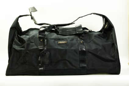 Versace Parfums Black Nylon Folding Duffel Bag