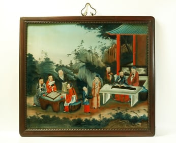 Chinese Reverse Glass Painting Scholars' Meeting