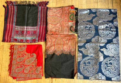 Japanese Silver Thread Panel; 3 Paisleys 1 Shawl